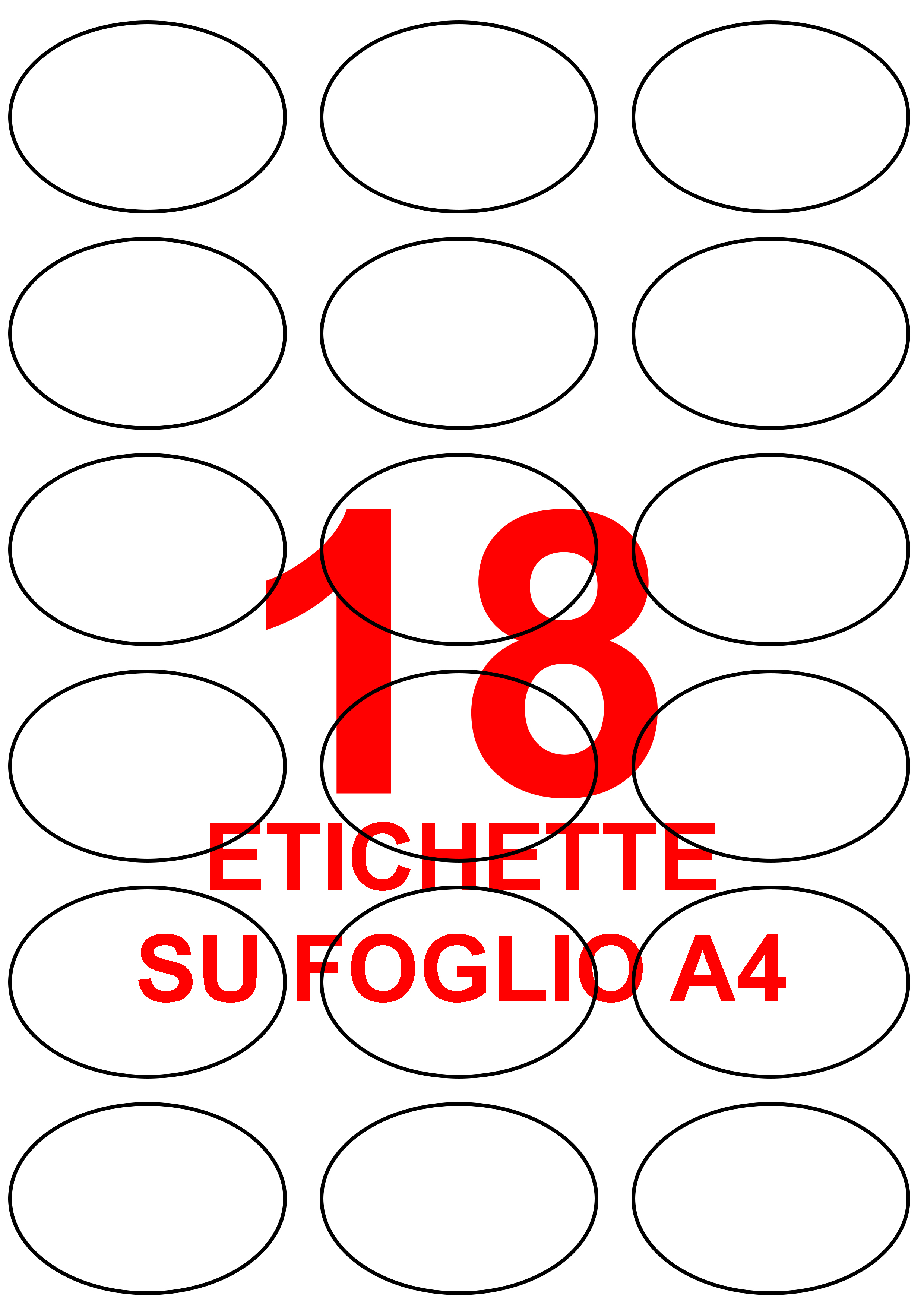 wereinaristea EtichetteAutoadesive OVALI, 63,5x42,3CartaBIANCA,mm(42,3x63,5mm) Carta, in carta, adesivo Permanente, per ink-jet, laser e fotocopiatrici, su foglio A4 (210x297mm).