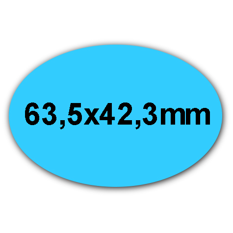 wereinaristea EtichetteAutoadesive OVALI, 63,5x42,3CartaAZURRO,mm(42,3x63,5mm) Carta, in carta, adesivo Permanente, per ink-jet, laser e fotocopiatrici, su foglio A4 (210x297mm).