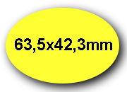 wereinaristea EtichetteAutoadesive OVALI, 63,5x42,3CartaGIALLA,mm(42,3x63,5mm) Carta, bra3039GI.