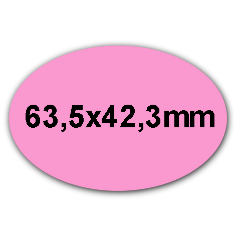wereinaristea EtichetteAutoadesive OVALI, 63,5x42,3CartaROSA,mm(42,3x63,5mm) Carta, in carta, adesivo Permanente, per ink-jet, laser e fotocopiatrici, su foglio A4 (210x297mm).