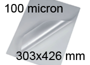 legatoria Pouches. bustine plastificanti. 303x426mm TRASPARENTE lucido, 100 micron per lato, saldate sul lato corto, angoli arrotondati, in polietilene, per cartoncini 297x420mm, plastificazione a caldo, 3740307 BRA303x426x100