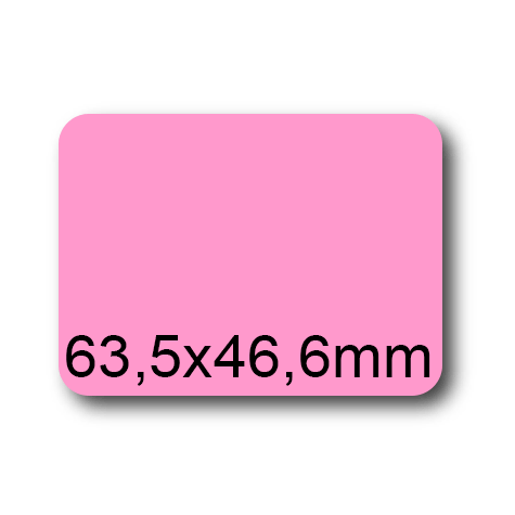 wereinaristea EtichetteAutoadesive, 63,5x46,6(46,6x63,5mm) Carta ROSA, adesivo Permanente, angoli arrotondati, per ink-jet, laser e fotocopiatrici, su foglio A4 (210x297mm).