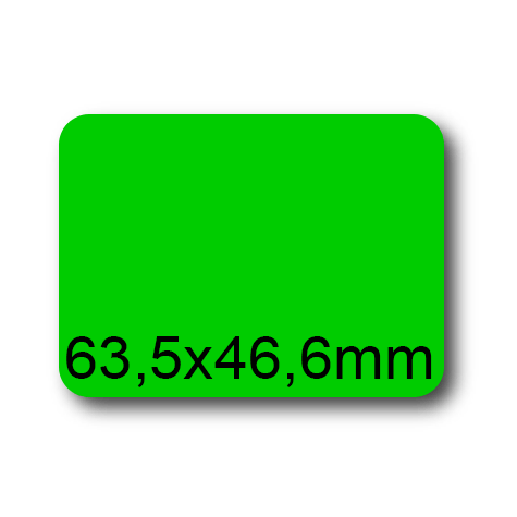 wereinaristea EtichetteAutoadesive, 63,5x46,6(46,6x63,5mm) Carta VERDE, adesivo Permanente, angoli arrotondati, per ink-jet, laser e fotocopiatrici, su foglio A4 (210x297mm).