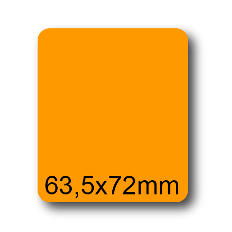 wereinaristea EtichetteAutoadesive, 63,5x72(72x63,5mm) Carta ARANCIONE, adesivo Permanente, angoli arrotondati, per ink-jet, laser e fotocopiatrici, su foglio A4 (210x297mm).