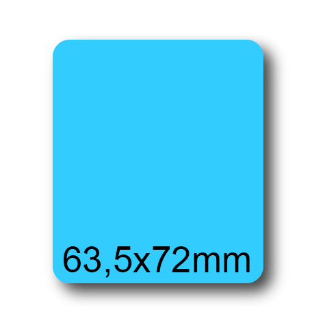 wereinaristea EtichetteAutoadesive, 63,5x72(72x63,5mm) Carta AZZURRO, adesivo Permanente, angoli arrotondati, per ink-jet, laser e fotocopiatrici, su foglio A4 (210x297mm).