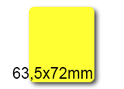 wereinaristea EtichetteAutoadesive, 63,5x72(72x63,5mm) Carta GIALLO, adesivo Permanente, angoli arrotondati, per ink-jet, laser e fotocopiatrici, su foglio A4 (210x297mm) bra3041GI