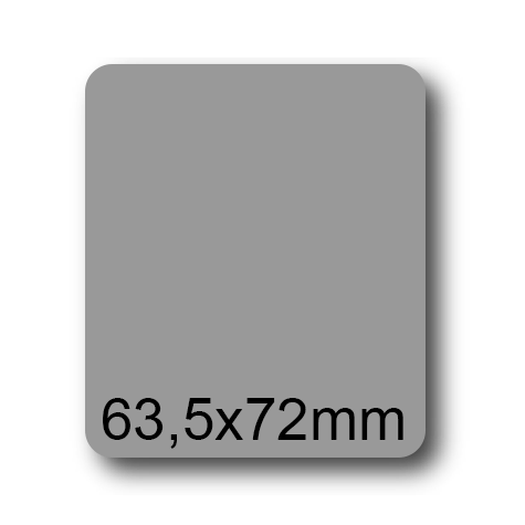 wereinaristea EtichetteAutoadesive, 63,5x72(72x63,5mm) Carta GRIGIO, adesivo Permanente, angoli arrotondati, per ink-jet, laser e fotocopiatrici, su foglio A4 (210x297mm).