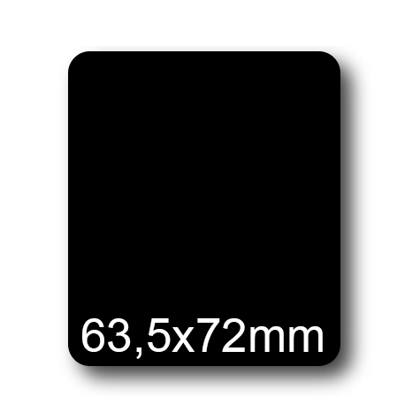wereinaristea EtichetteAutoadesive, 63,5x72(72x63,5mm) Carta NERO, adesivo Permanente, angoli arrotondati, per ink-jet, laser e fotocopiatrici, su foglio A4 (210x297mm).