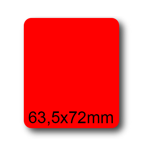 wereinaristea EtichetteAutoadesive, 63,5x72(72x63,5mm) Carta ROSSO, adesivo Permanente, angoli arrotondati, per ink-jet, laser e fotocopiatrici, su foglio A4 (210x297mm).