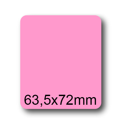 wereinaristea EtichetteAutoadesive, 63,5x72(72x63,5mm) Carta ROSA, adesivo Permanente, angoli arrotondati, per ink-jet, laser e fotocopiatrici, su foglio A4 (210x297mm).