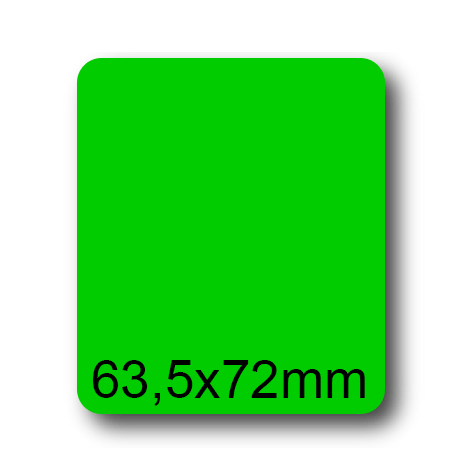 wereinaristea EtichetteAutoadesive, 63,5x72(72x63,5mm) Carta VERDE, adesivo Permanente, angoli arrotondati, per ink-jet, laser e fotocopiatrici, su foglio A4 (210x297mm).