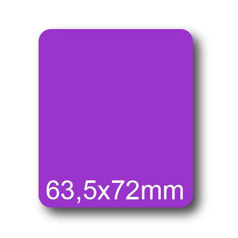 wereinaristea EtichetteAutoadesive, 63,5x72(72x63,5mm) Carta VIOLA, adesivo Permanente, angoli arrotondati, per ink-jet, laser e fotocopiatrici, su foglio A4 (210x297mm).
