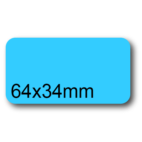 wereinaristea EtichetteAutoadesive, 64x34(34x64mm) Carta AZZURRO, adesivo Permanente, angoli arrotondati, per ink-jet, laser e fotocopiatrici, su foglio A4 (210x297mm).