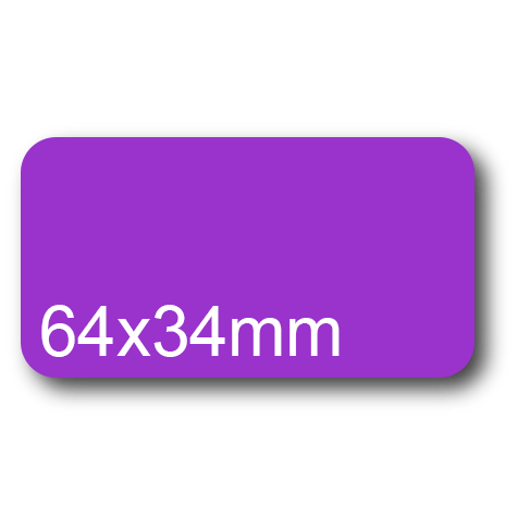 wereinaristea EtichetteAutoadesive, 64x34(34x64mm) Carta VIOLA, adesivo Permanente, angoli arrotondati, per ink-jet, laser e fotocopiatrici, su foglio A4 (210x297mm).