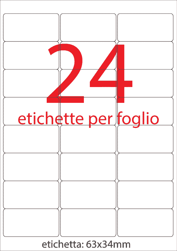 wereinaristea EtichetteAutoadesive. in carta. 63x34(34x63mm) Carta VIOLA, adesivo Permanente, angoli arrotondati, per ink-jet, laser e fotocopiatrici, su foglio A4 (210x297mm).