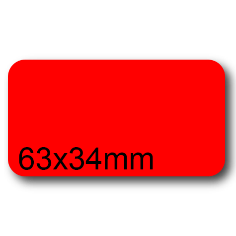 wereinaristea EtichetteAutoadesive. in carta. 63x34(34x63mm) Carta ROSSO, adesivo Permanente, angoli arrotondati, per ink-jet, laser e fotocopiatrici, su foglio A4 (210x297mm).