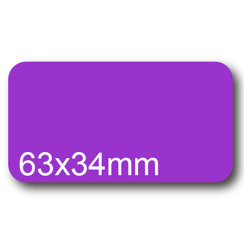 wereinaristea EtichetteAutoadesive. in carta. 63x34(34x63mm) Carta VIOLA, adesivo Permanente, angoli arrotondati, per ink-jet, laser e fotocopiatrici, su foglio A4 (210x297mm).