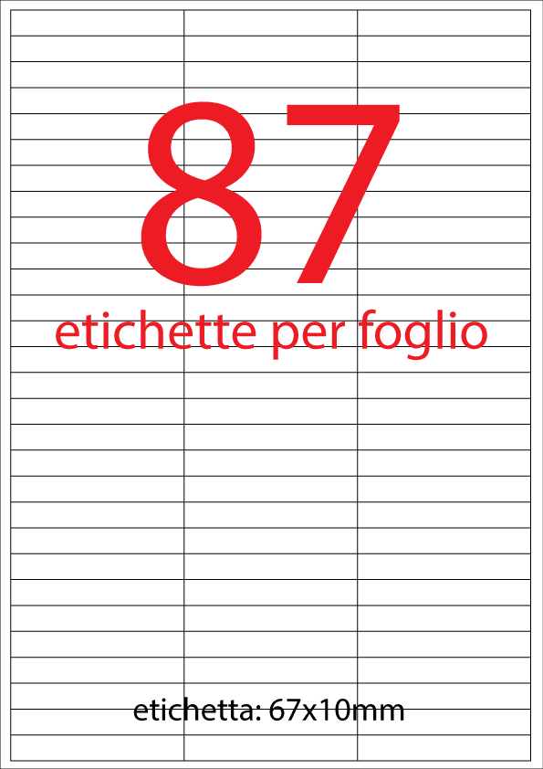 wereinaristea EtichetteAutoadesive, 67x10(10x67mm) Carta MARRONE, adesivo Permanente, angoli a spigolo, per ink-jet, laser e fotocopiatrici, su foglio A4 (210x297mm).