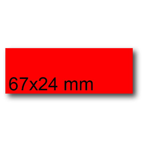 wereinaristea EtichetteAutoadesive, 67x24(24x67mm) Carta ROSSO, adesivo Permanente, angoli a spigolo, per ink-jet, laser e fotocopiatrici, su foglio A4 (210x297mm).