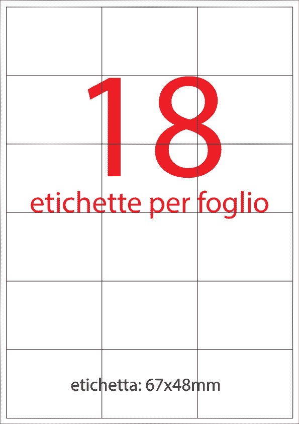 wereinaristea EtichetteAutoadesive, 67x48(48x67mm) Carta ROSSO, adesivo Permanente, angoli a spigolo, per ink-jet, laser e fotocopiatrici, su foglio A4 (210x297mm).