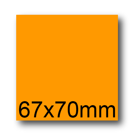 wereinaristea EtichetteAutoadesive, 67x70(70x67mm) Carta ARRANCIONE, adesivo Permanente, angoli a spigolo, per ink-jet, laser e fotocopiatrici, su foglio A4 (210x297mm).