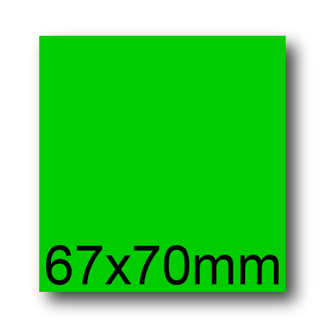 wereinaristea EtichetteAutoadesive, COPRENTE CartaVERDE, 67x70 Etichette 70x67con adesivo PERMANENTE, angoli a spigolo, per ink-jet, laser e fotocopiatrici, su foglio A4 (210x297mm).