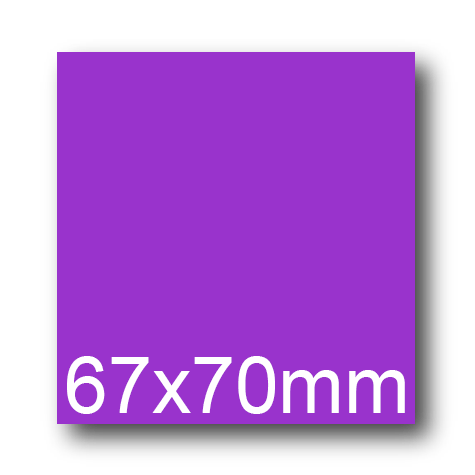 wereinaristea EtichetteAutoadesive, 67x70(70x67mm) Carta VIOLA, adesivo Permanente, angoli a spigolo, per ink-jet, laser e fotocopiatrici, su foglio A4 (210x297mm).