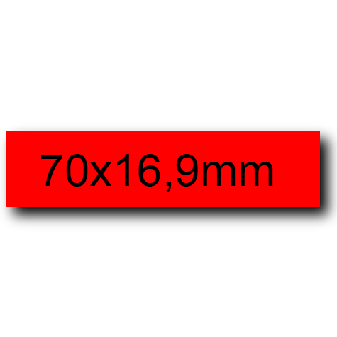 wereinaristea EtichetteAutoadesive. in carta. 70x16.9(16.9x70mm) Carta. 70x17(17x70mm) Carta. ROSSO, adesivo Permanente, angoli a spigolo, per ink-jet, laser e fotocopiatrici, su foglio A4 (210x297mm).