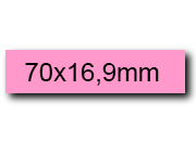 wereinaristea EtichetteAutoadesive. in carta. 70x16.9(16.9x70mm) Carta. 70x17(17x70mm) Carta. ROSA, adesivo Permanente, angoli a spigolo, per ink-jet, laser e fotocopiatrici, su foglio A4 (210x297mm).