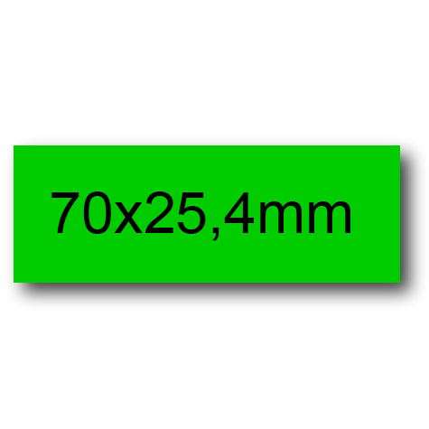 wereinaristea EtichetteAutoadesive, 70x25,4(25,4x70mm) Carta VERDE, adesivo Permanente, angoli a spigolo, per ink-jet, laser e fotocopiatrici, su foglio A4 (210x297mm).