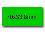 wereinaristea EtichetteAutoadesive, 70x33,8(33,8x70mm) Carta VERDE, adesivo Permanente, angoli a spigolo, per ink-jet, laser e fotocopiatrici, su foglio A4 (210x297mm).