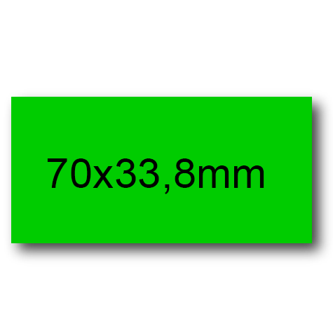 wereinaristea EtichetteAutoadesive, 70x33,8(33,8x70mm) Carta VERDE, adesivo Permanente, angoli a spigolo, per ink-jet, laser e fotocopiatrici, su foglio A4 (210x297mm).