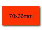 wereinaristea EtichetteAutoadesive, 70x36(36x70mm) Carta ROSSO FLUORESCENTE, adesivo Permanente, angoli a spigolo, per ink-jet, laser e fotocopiatrici, su foglio A4 (210x297mm).