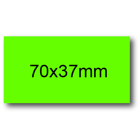wereinaristea EtichetteAutoadesive, 70x37(37x70mm) Carta VERDE FLUORESCENTE, adesivo Permanente, angoli a spigolo, per ink-jet, laser e fotocopiatrici, su foglio A4 (210x297mm).
