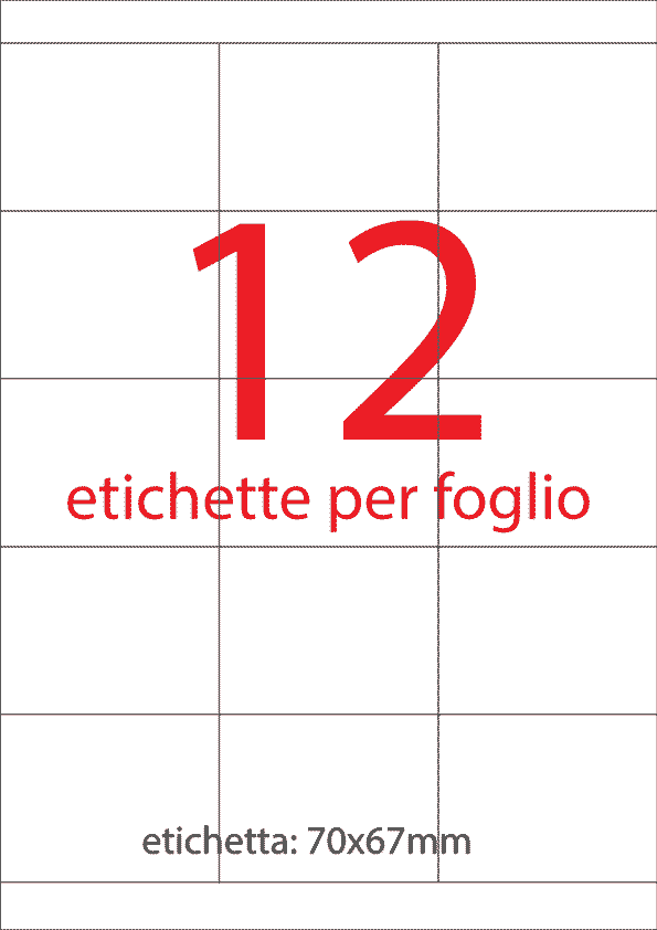 wereinaristea EtichetteAutoadesive, 70x67(67x70mm) Carta BIANCO, adesivo Permanente, angoli a spigolo, per ink-jet, laser e fotocopiatrici, su foglio A4 (210x297mm).
