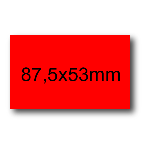 wereinaristea EtichetteAutoadesive, 87,5x53(53x87,5mm) Carta ROSSO, adesivo Permanente, angoli a spigolo, per ink-jet, laser e fotocopiatrici, su foglio A4 (210x297mm).