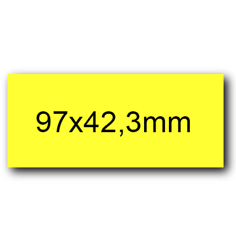 wereinaristea EtichetteAutoadesive, 97x42,3(42,3x97mm) Carta GIALLO, adesivo Permanente, angoli a spigolo, per ink-jet, laser e fotocopiatrici, su foglio A4 (210x297mm).