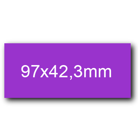 wereinaristea EtichetteAutoadesive, 97x42,3(42,3x97mm) Carta VIOLA, adesivo Permanente, angoli a spigolo, per ink-jet, laser e fotocopiatrici, su foglio A4 (210x297mm).