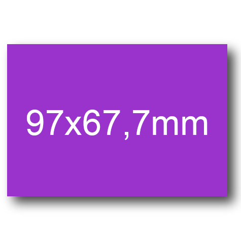 wereinaristea EtichetteAutoadesive, 97x67,7(67,7x97mm) Carta VIOLA, adesivo Permanente, angoli a spigolo, per ink-jet, laser e fotocopiatrici, su foglio A4 (210x297mm).