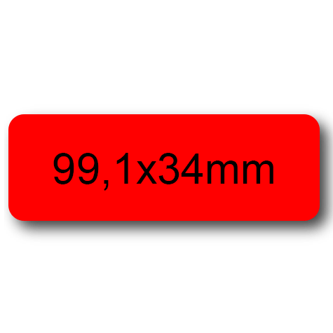 wereinaristea EtichetteAutoadesive, 99,1x34(34x99,1mm) Carta ROSSO, adesivo Permanente, angoli arrotondati, per ink-jet, laser e fotocopiatrici, su foglio A4 (210x297mm).