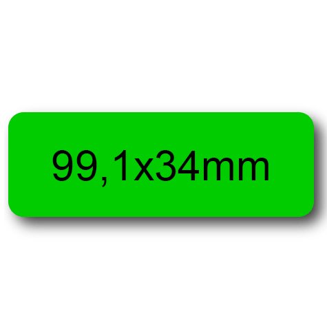 wereinaristea EtichetteAutoadesive, 99,1x34(34x99,1mm) Carta VERDE, adesivo Permanente, angoli arrotondati, per ink-jet, laser e fotocopiatrici, su foglio A4 (210x297mm).