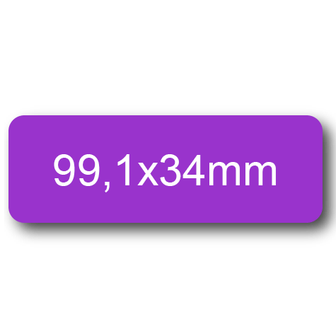 wereinaristea EtichetteAutoadesive, 99,1x34(34x99,1mm) Carta VIOLA, adesivo Permanente, angoli arrotondati, per ink-jet, laser e fotocopiatrici, su foglio A4 (210x297mm).