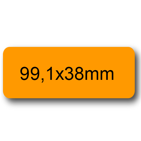 wereinaristea EtichetteAutoadesive, 99,1x38,1(38,1x99,1mm) Carta ARANCIONE, adesivo Permanente, angoli arrotondati, per ink-jet, laser e fotocopiatrici, su foglio A4 (210x297mm).