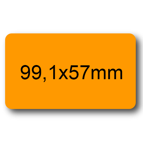 wereinaristea EtichetteAutoadesive, 99,1x57(57x99,1mm) Carta ARANCIONE, adesivo Permanente, angoli arrotondati, per ink-jet, laser e fotocopiatrici, su foglio A4 (210x297mm).