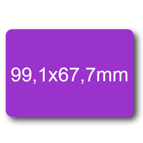 wereinaristea EtichetteAutoadesive, 99,1x67,7(67,7x99,1mm) Carta VIOLA, adesivo Permanente, angoli arrotondati, per ink-jet, laser e fotocopiatrici, su foglio A4 (210x297mm).