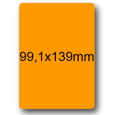wereinaristea EtichetteAutoadesive, 99,1x139(139x99,1mm) Carta ARANCIONE, adesivo Permanente, angoli arrotondati, per ink-jet, laser e fotocopiatrici, su foglio A4 (210x297mm).