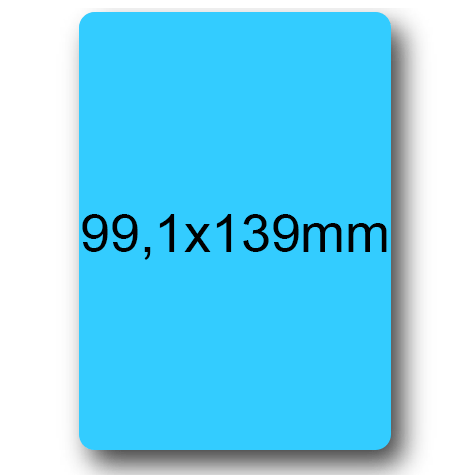 wereinaristea EtichetteAutoadesive, 99,1x139(139x99,1mm) Carta AZZURRO, adesivo Permanente, angoli arrotondati, per ink-jet, laser e fotocopiatrici, su foglio A4 (210x297mm).
