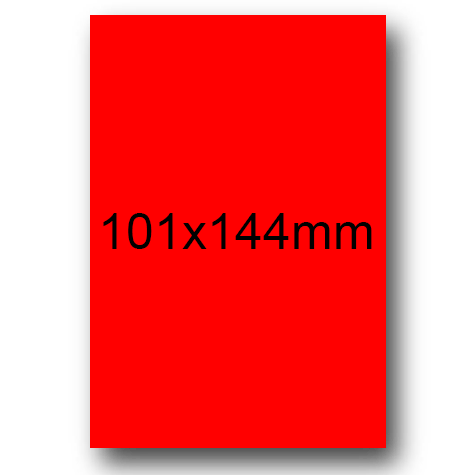 wereinaristea EtichetteAutoadesive, 101x144(144x101mm) Carta ROSSO, adesivo Permanente, angoli arrotondati, per ink-jet, laser e fotocopiatrici, su foglio A4 (210x297mm).