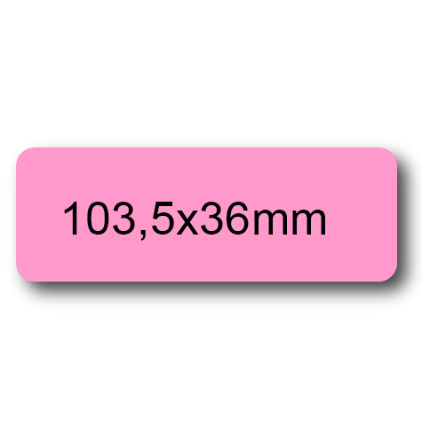 wereinaristea EtichetteAutoadesive, 103,5x36(36x103,5mm) Carta ROSA, adesivo Permanente, angoli arrotondati, per ink-jet, laser e fotocopiatrici, su foglio A4 (210x297mm).