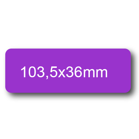 wereinaristea EtichetteAutoadesive, 103,5x36(36x103,5mm) Carta VIOLA, adesivo Permanente, angoli arrotondati, per ink-jet, laser e fotocopiatrici, su foglio A4 (210x297mm).